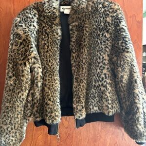 X Coordinates Y Faux Leopard Print Fur Coat